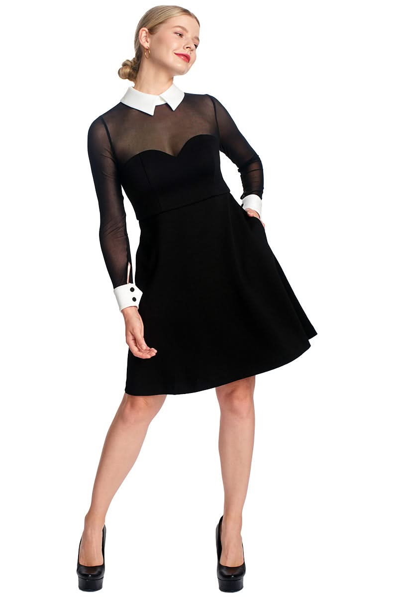 Tuxedo Fit & Flare Illusion Dress - Sophisticated Black & White Cocktail Attire - WWW.SIMONAMAGHEN.COM