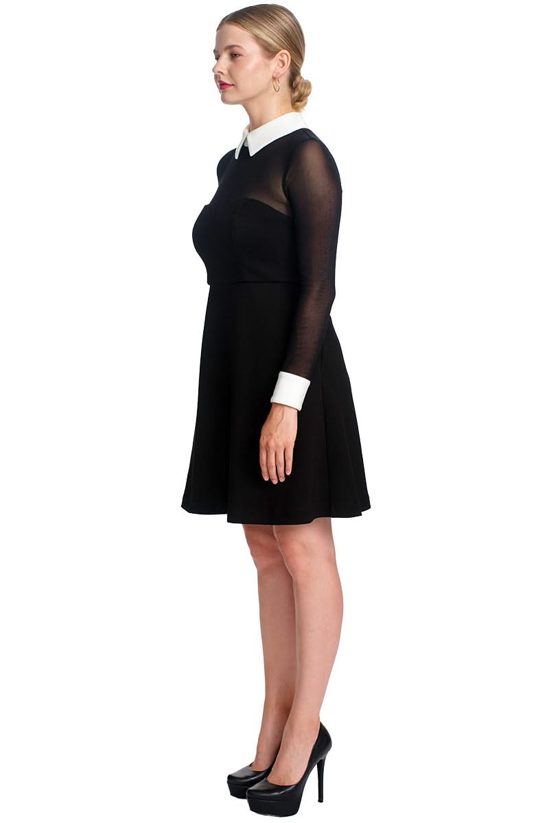 Tuxedo Fit & Flare Illusion Dress - Sophisticated Black & White Cocktail Attire - WWW.SIMONAMAGHEN.COM