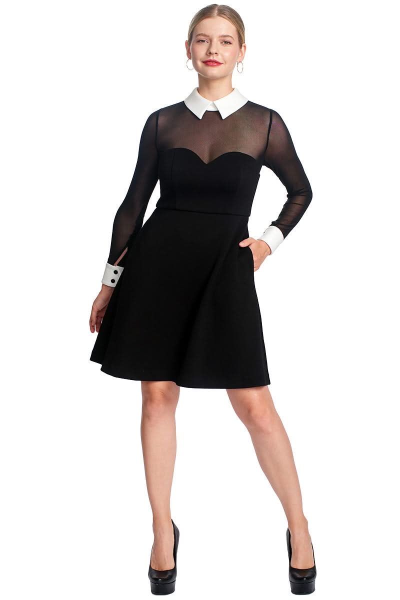 Tuxedo Fit & Flare Illusion Dress - Sophisticated Black & White Cocktail Attire - WWW.SIMONAMAGHEN.COM