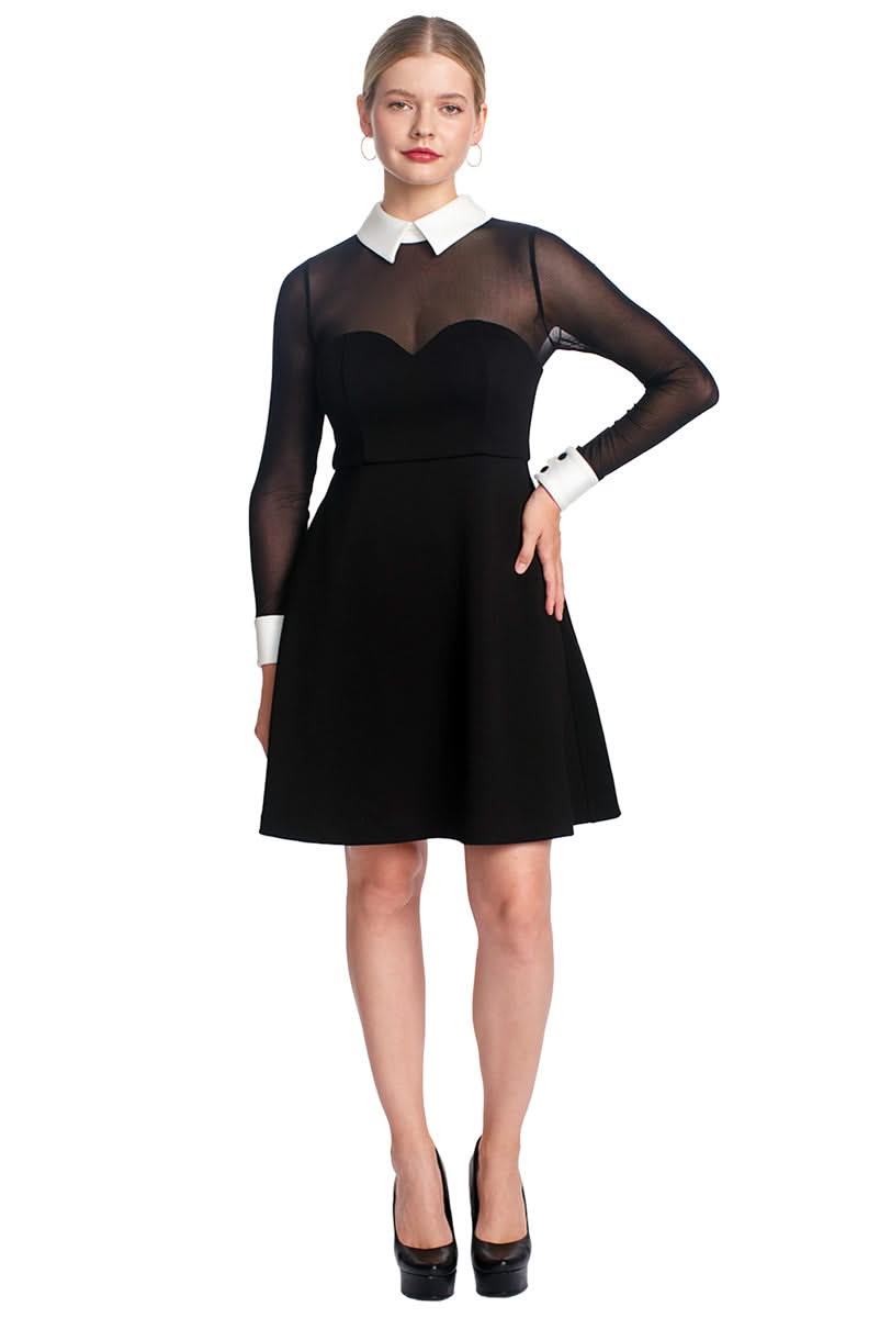 Tuxedo Fit & Flare Illusion Dress - Sophisticated Black & White Cocktail Attire - WWW.SIMONAMAGHEN.COM