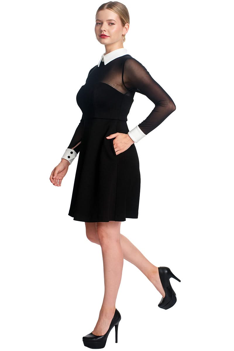 Tuxedo Fit & Flare Illusion Dress - Sophisticated Black & White Cocktail Attire - WWW.SIMONAMAGHEN.COM