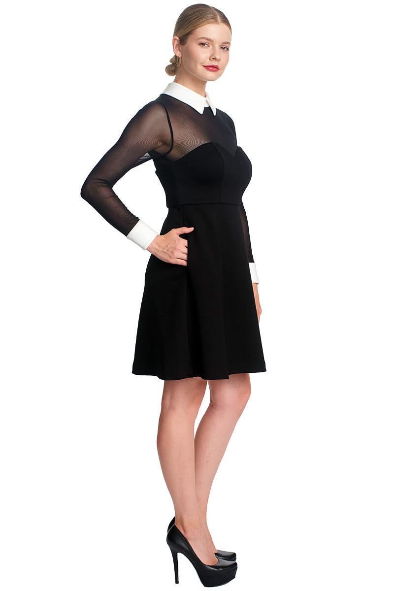 Tuxedo Fit & Flare Illusion Dress - Sophisticated Black & White Cocktail Attire - WWW.SIMONAMAGHEN.COM