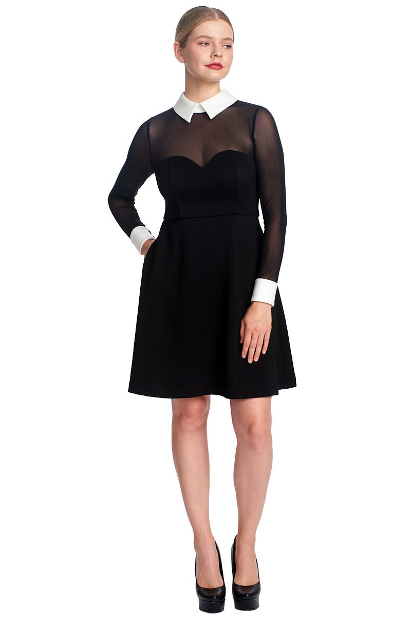 Tuxedo Fit & Flare Illusion Dress - Sophisticated Black & White Cocktail Attire - WWW.SIMONAMAGHEN.COM