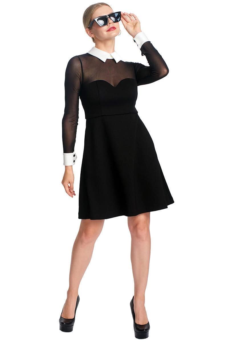 Tuxedo Fit & Flare Illusion Dress - Sophisticated Black & White Cocktail Attire - WWW.SIMONAMAGHEN.COM