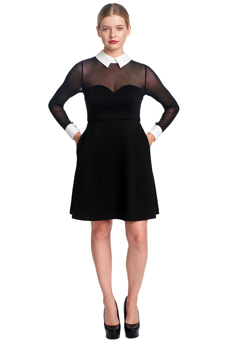 Tuxedo Fit & Flare Illusion Dress - Sophisticated Black & White Cocktail Attire - WWW.SIMONAMAGHEN.COM