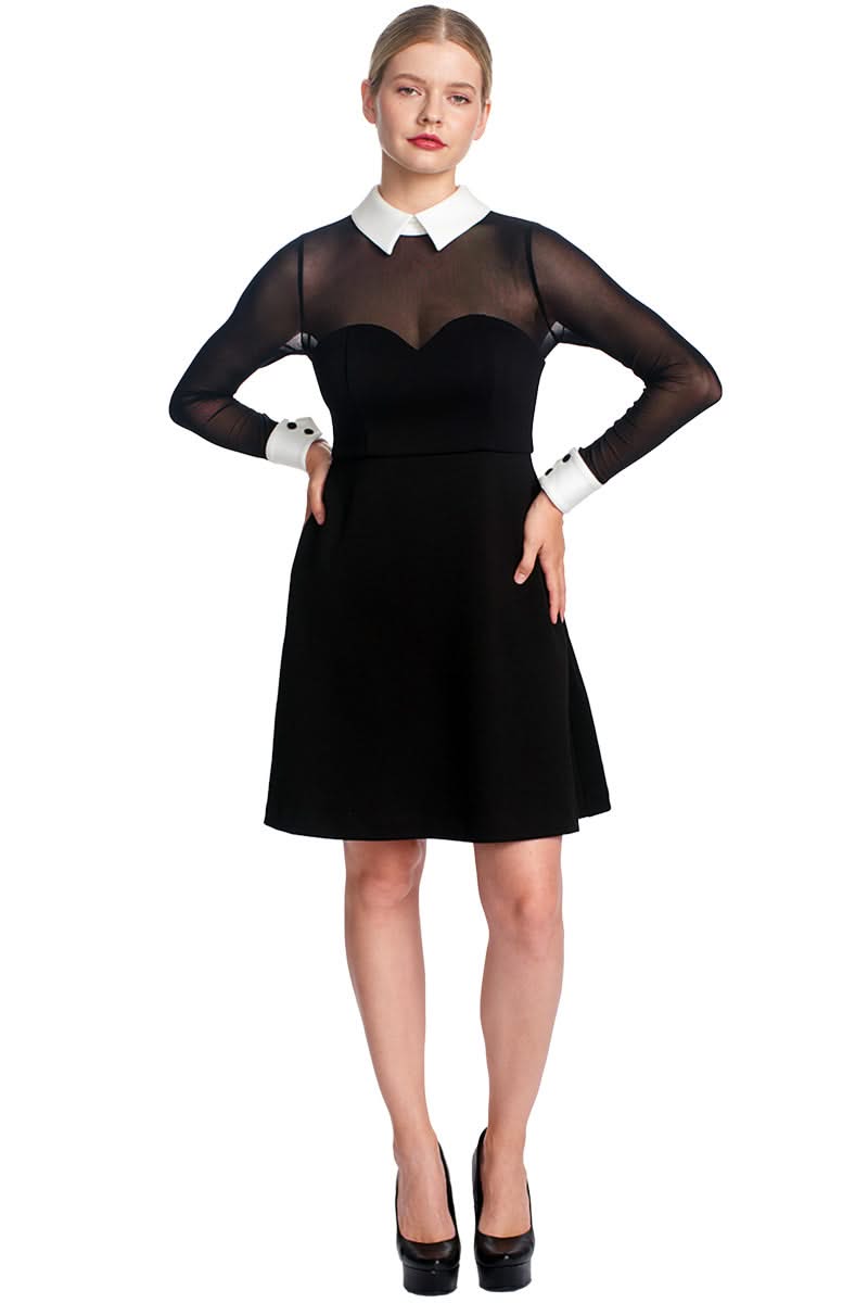 Tuxedo Fit & Flare Illusion Dress - Sophisticated Black & White Cocktail Attire - WWW.SIMONAMAGHEN.COM