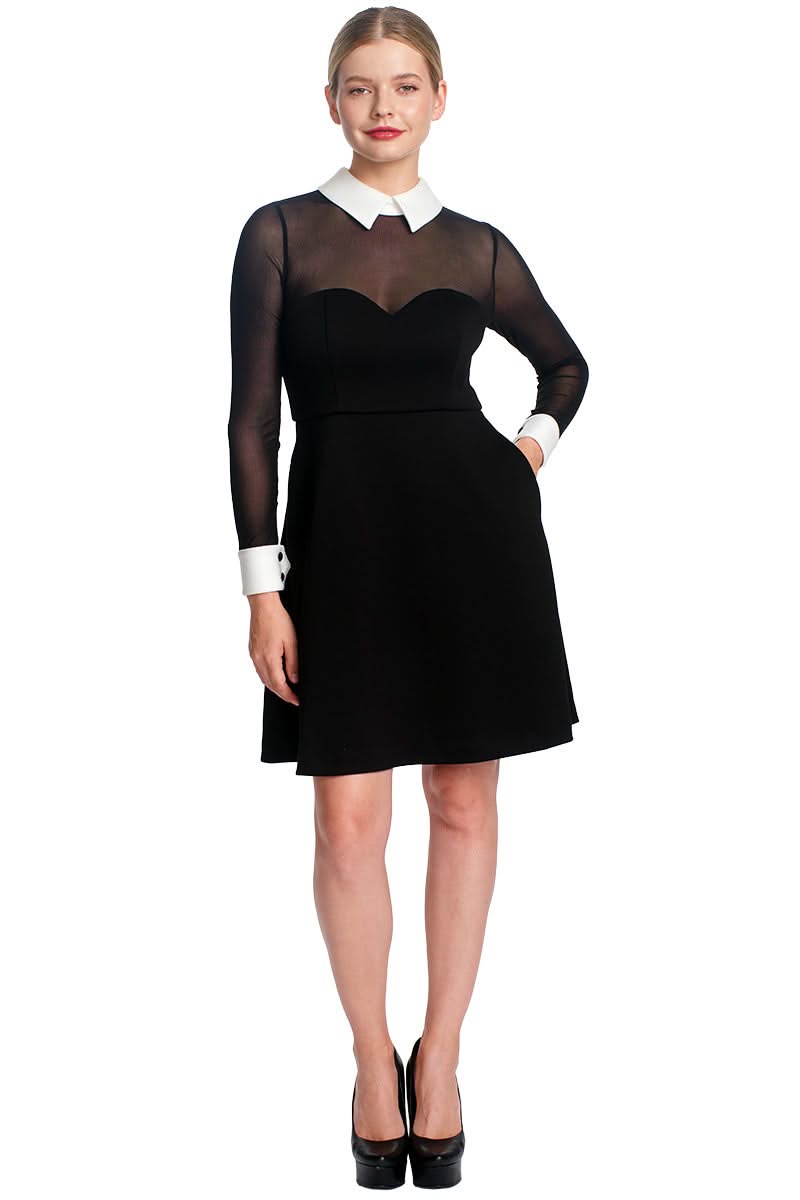 Tuxedo Fit & Flare Illusion Dress - Sophisticated Black & White Cocktail Attire - WWW.SIMONAMAGHEN.COM