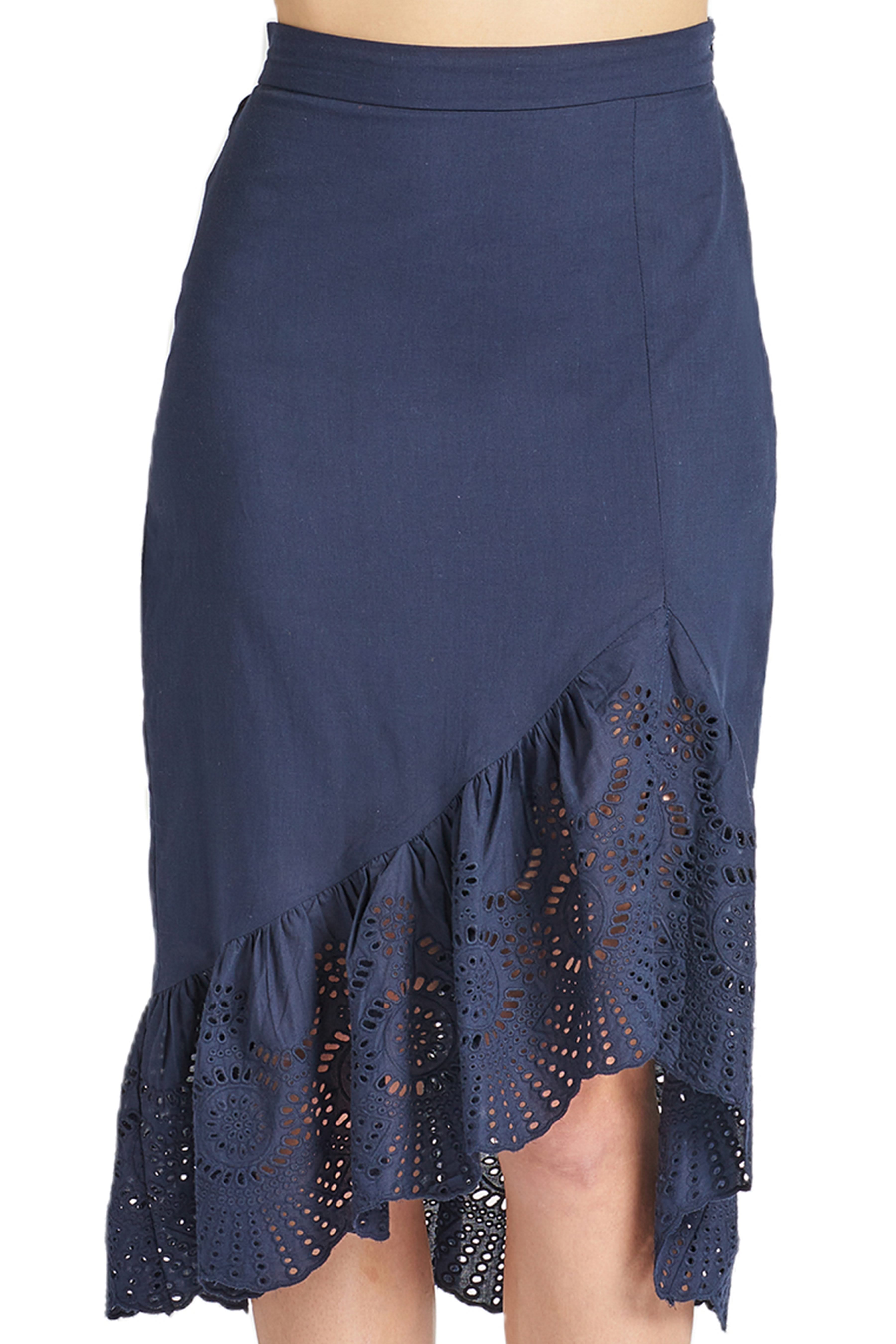 Aster Skirt - Cotton eyelet asymmetric hi - lo skirt - WWW.SIMONAMAGHEN.COM