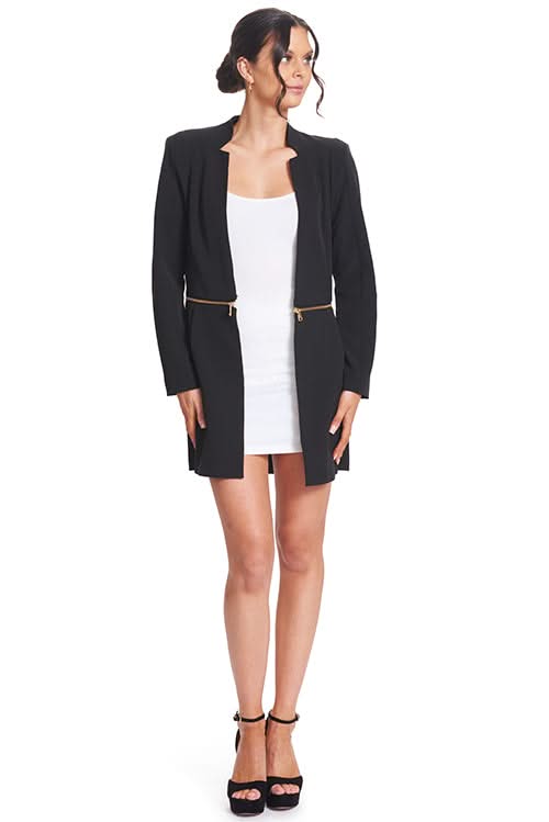 Convertible Notch Neck Blazer: Versatile 3 - Way Style - Long, Cropped & Zipped - WWW.SIMONAMAGHEN.COM