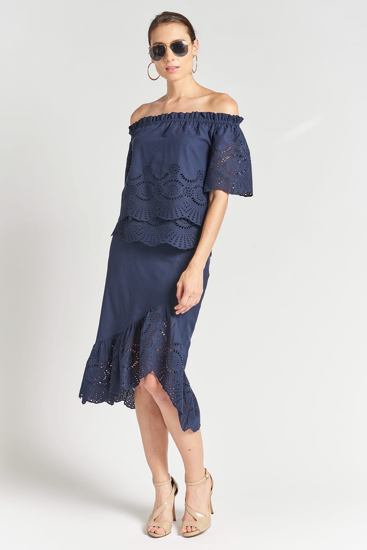 Daisy Top - Double layer off the shoulder cotton eyelet top with scalloped hem - WWW.SIMONAMAGHEN.COM