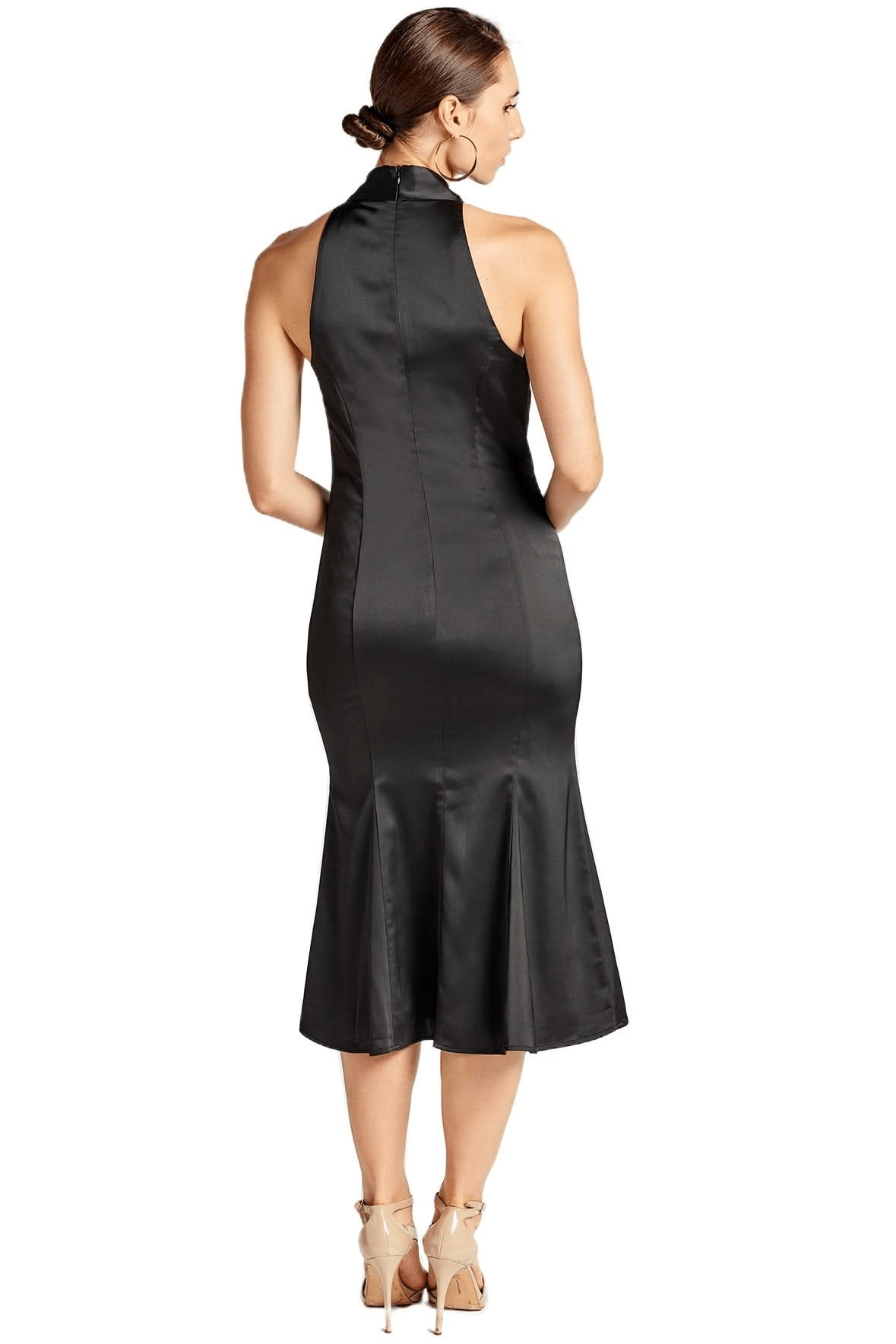 Eloise Dress - Stretch satin midi mermaid dress with neck tie - WWW.SIMONAMAGHEN.COM