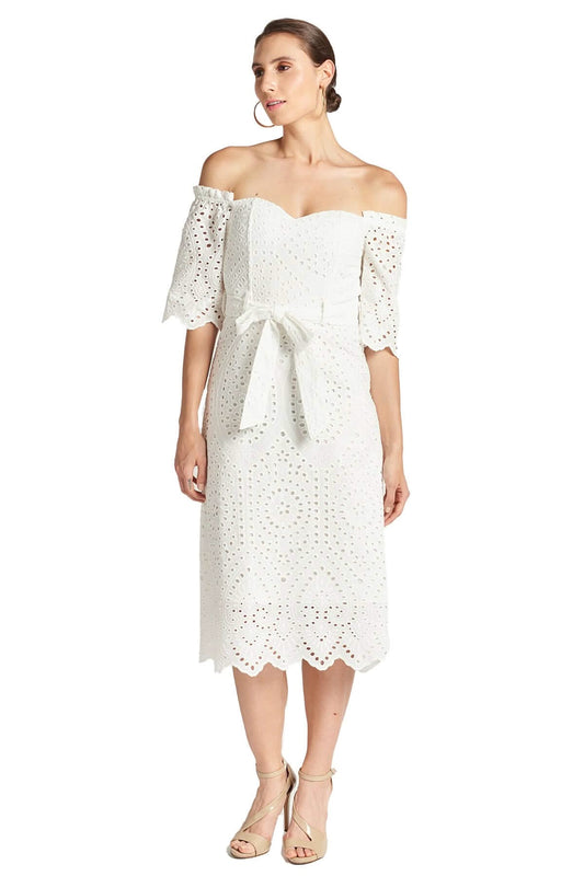Jasmine Dress - Off the shoulder a - line midi eyelet dress - WWW.SIMONAMAGHEN.COM