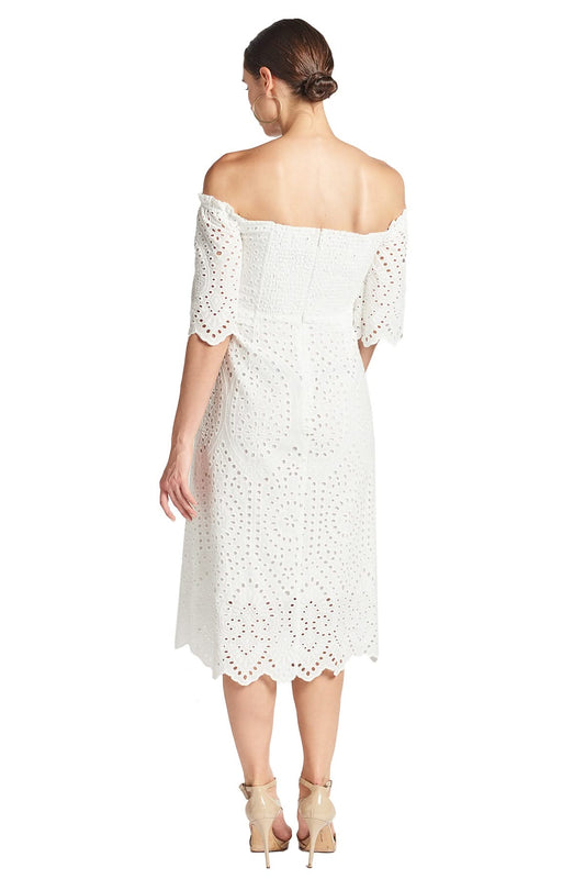 Jasmine Dress - Off the shoulder a - line midi eyelet dress - WWW.SIMONAMAGHEN.COM