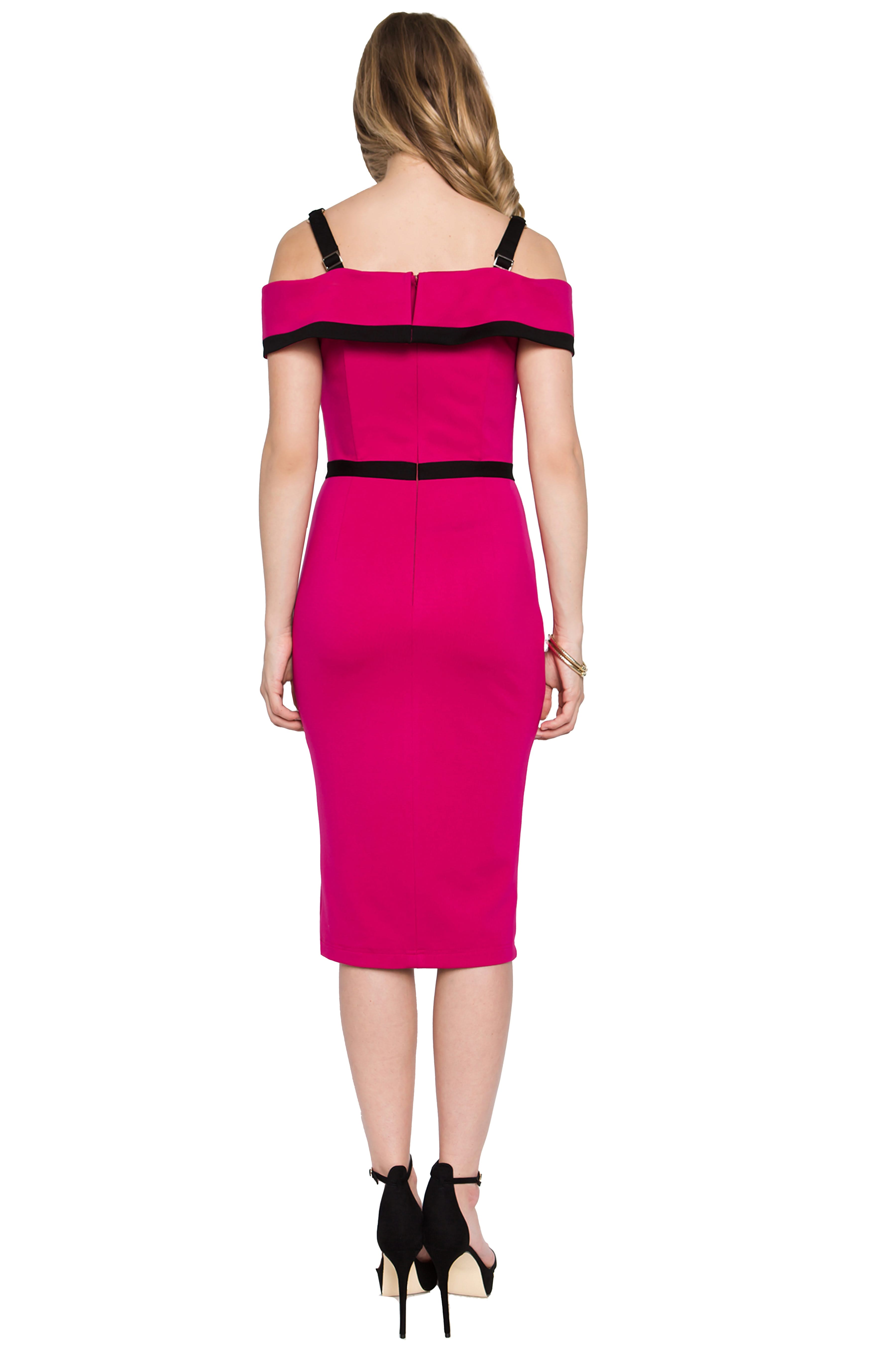 Olivia Dress - Cold shoulder color block dress with thigh high slit - WWW.SIMONAMAGHEN.COM