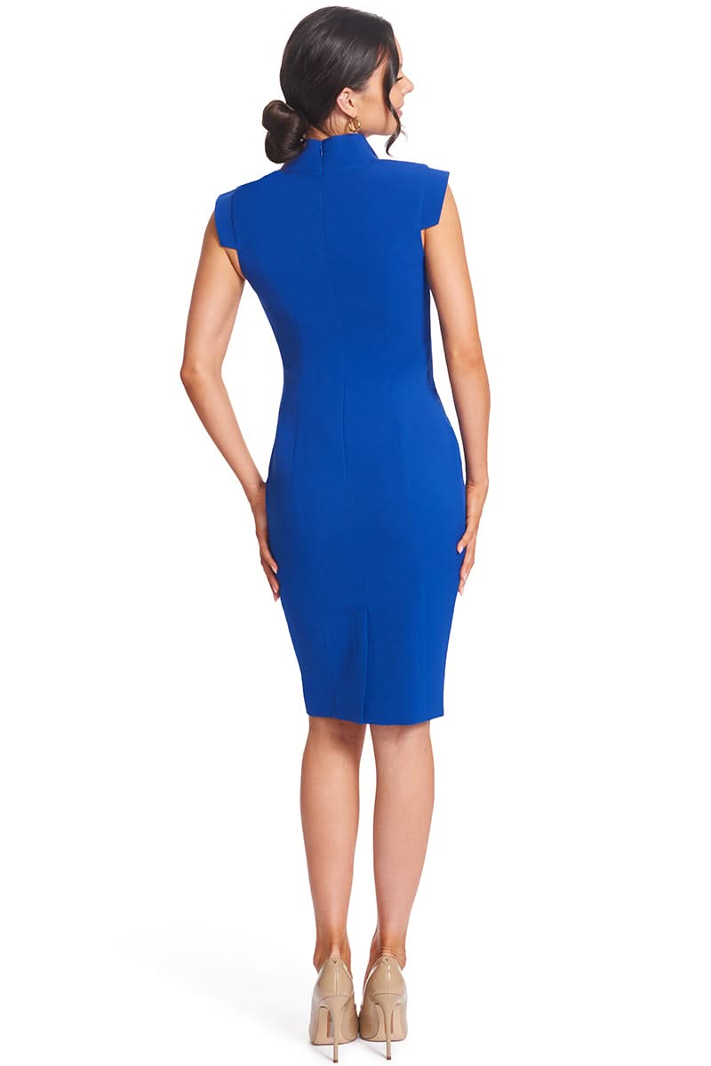 Point De Vu Dress - Cobalt Blue Sleeveless Notch Neck Midi Sheath Dress - WWW.SIMONAMAGHEN.COM
