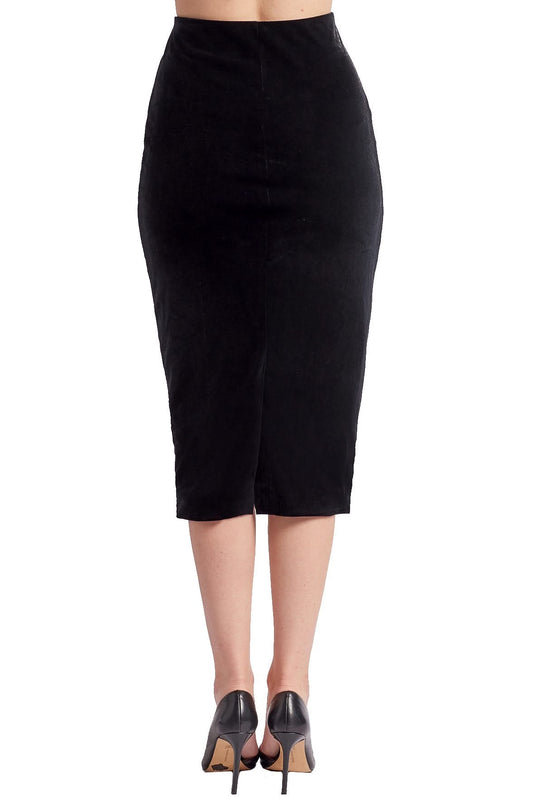 Tia Skirt - Stretch velvet pencil skirt (black) - WWW.SIMONAMAGHEN.COM